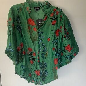 Floral Split-Neck Women's Top